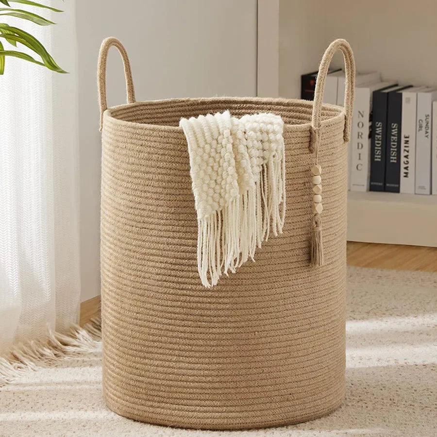 Large Woven Decorative Laundry Basket