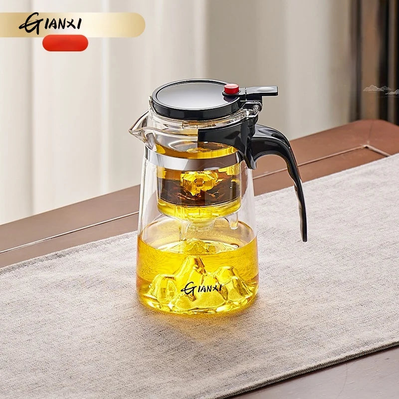 Glass Teapot with One-Click Filter