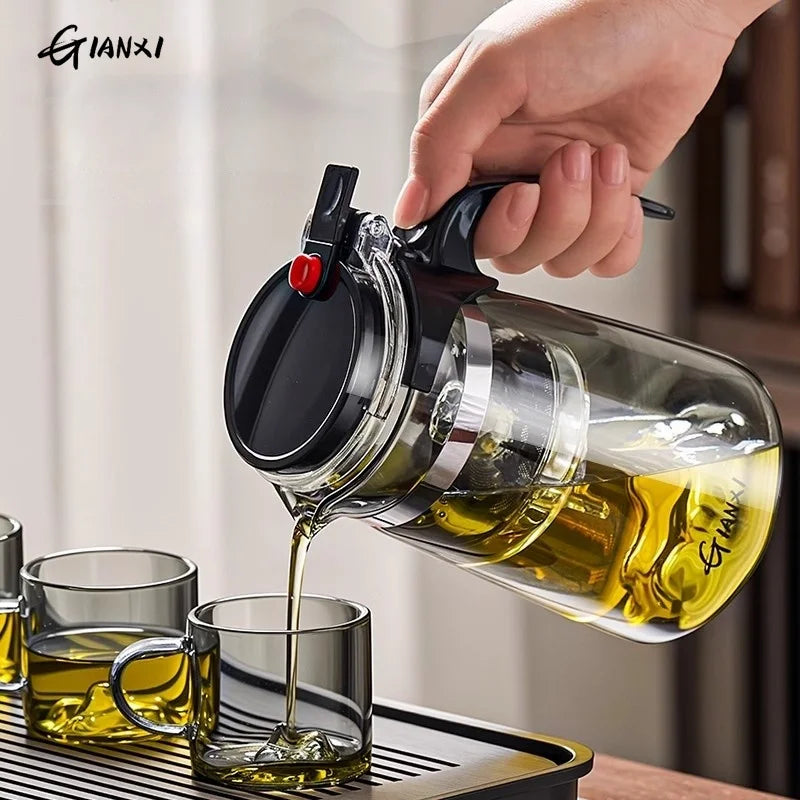 Glass Teapot with One-Click Filter
